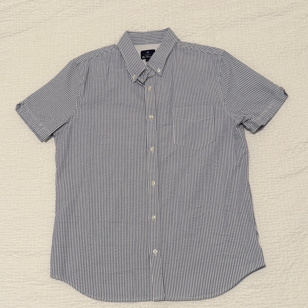 Men's Seersucker Ben Sherman Shirt - Large - LIKE NEW